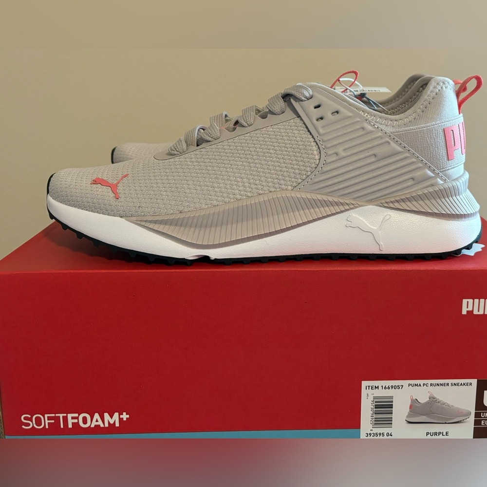 PUMA Women's PC Runner Sneaker Athletic Shoes, Gray/Pink